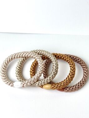 NWT 4-Bundle KKNEKKI Authentic Original Hair Ties Elastics in STONE GROUND